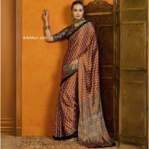 Printed Modal Silk Saree with Intricate Heritage Motifs