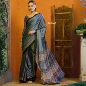 Printed Modal Silk Saree with Elegant Contrast Border