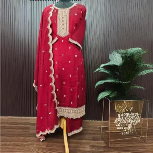 Maroon Silk Suit with Intricate Zari Work – Elegant Festive Wear