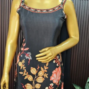 Black Pure Crepe Sharara Set with Chiffon Dupatta