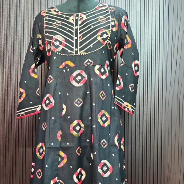Black Pure Cotton Frock Suit with Printed Design - Image 3