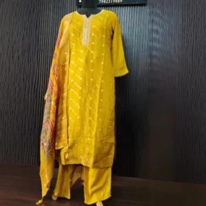 Mustard Banarasi Silk Suit Set with Dupatta