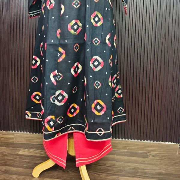 Black Pure Cotton Frock Suit with Printed Design - Image 2