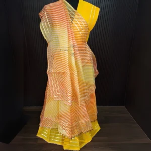 Yellow Kota Doria Gota Work Lehenga