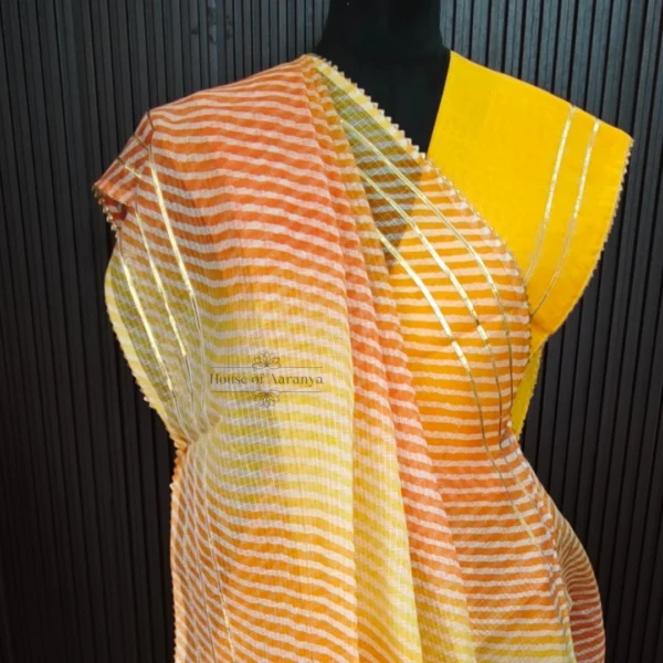 Yellow Kota Doria Gota Work Lehenga - Image 2