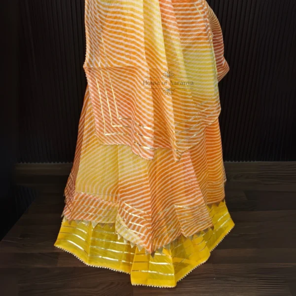 Yellow Kota Doria Gota Work Lehenga - Image 3
