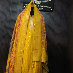 Mustard Banarasi Silk Suit Set with Dupatta