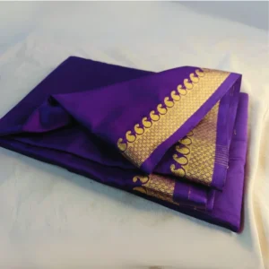Violet Semi Mysore Crepe Saree with Golden Zari Border