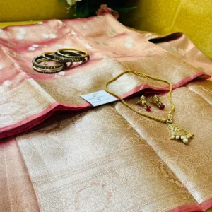 Golden Tissue Silk Saree with Elegant Self-Weave Design
