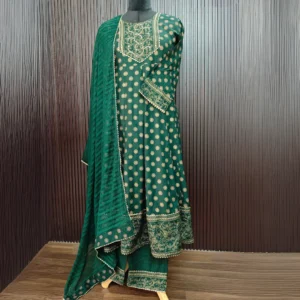 Festive cotton ethnic wear suit set in green
