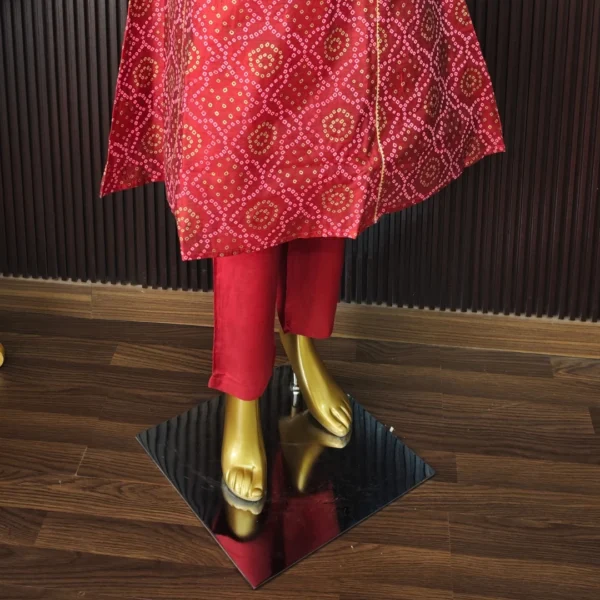 Red Chanderi Silk Two-Piece Suit with Golden Work - Image 4