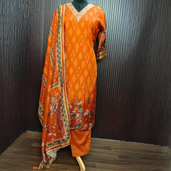 Lightweight festive cotton suit with Kalamkari design
