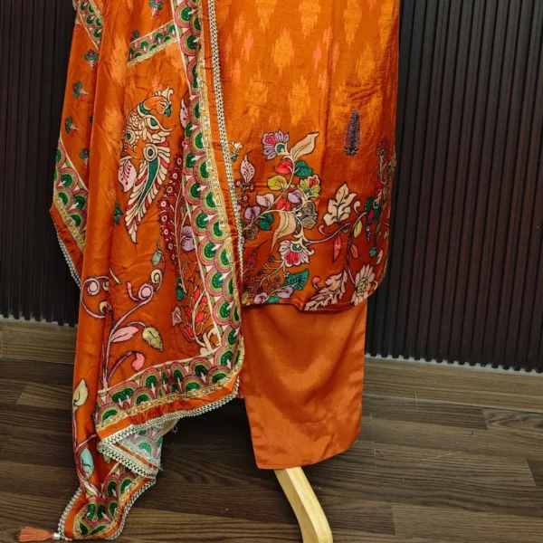 Traditional orange cotton kurta set for women