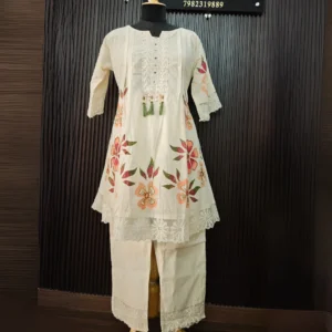 Floral Maal Cotton Suit Set with Hand Embroidery