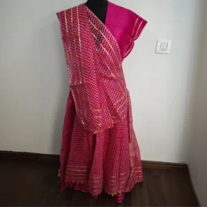 Magenta Kota Doria Gota Work Lehenga