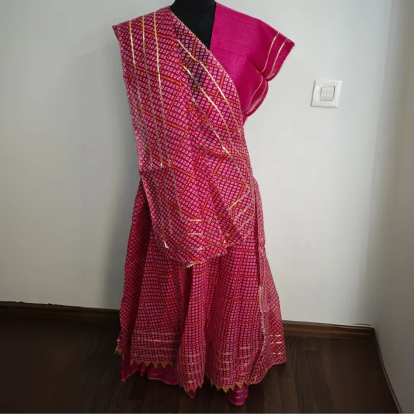 Magenta Kota Doria Gota Work Lehenga
