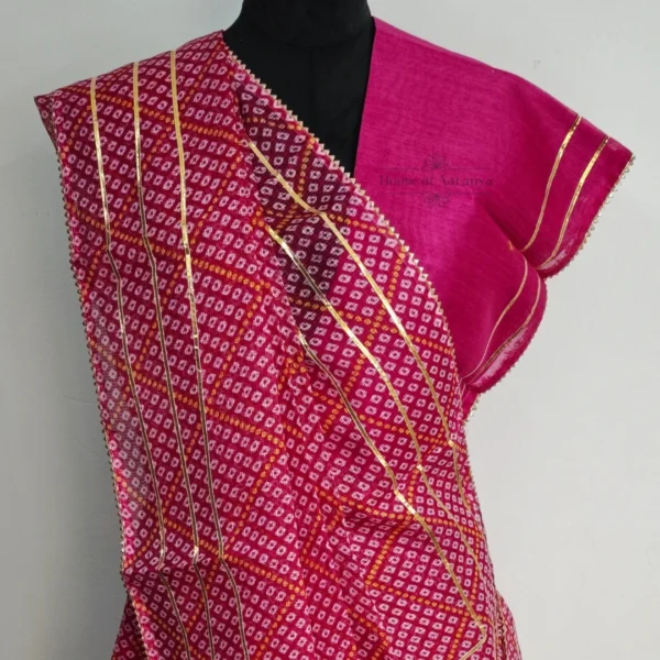 Magenta Kota Doria Gota Work Lehenga - Image 2