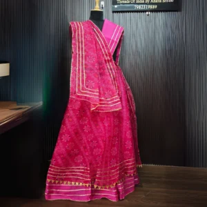 Pink Kota Doria Gota Patti Lehenga for weddings