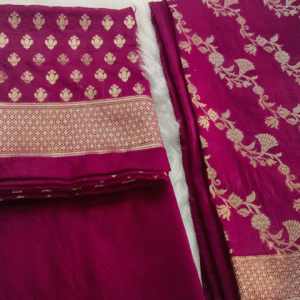Wine Chinia Silk Banarasi Suit Set with Zari Weaving
