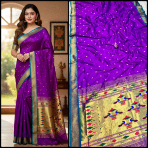 Purple Paithani Silk Saree with Zari Rich Pallu