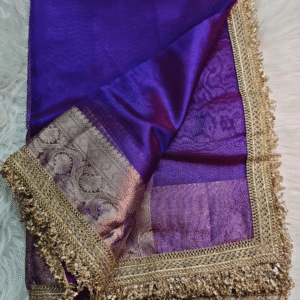 Royal Purple Organza Tissue Saree with Zari Lace Border