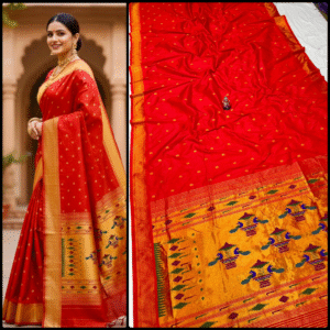 Red Paithani Silk Saree with Zari Rich Pallu
