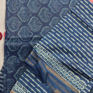 Pure Maheshwari Silk Suit Set – Handblock Printed 3 Piece