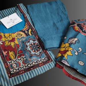 Cotton Silk Suit Set with Kalamkari Dupatta (3-Piece)