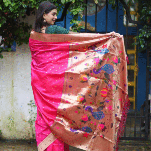 Pink Paithani Silk Saree with Zari Rich Pallu