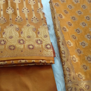 Mustard Chinia Silk Banarasi Suit Set with Zari Work