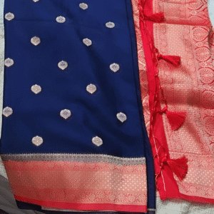 Blue Pink Banarasi Soft Silk Saree with Zari Work