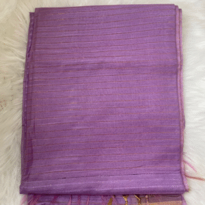 Lavender Cotton Saree with Zari Stripes & Elegant Pallu