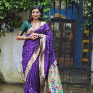 Royal Purple Paithani Silk Saree with Zari Pallu