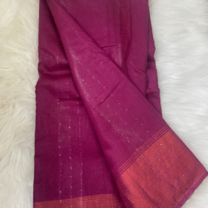 Magenta Chhattisgarh Cotton Saree with Sequin Work