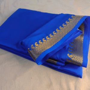 Royal Blue Mysore Crepe Saree with Small Zari Border