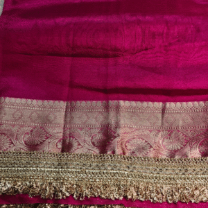 Emerald Glass Organza Maharani Tissue Saree with Lace