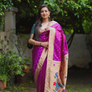 Magenta Paithani Silk Saree with Zari Rich Pallu