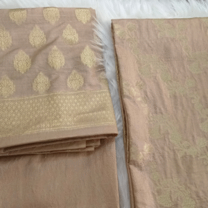 Beige Chinia Silk Banarasi Suit Set with Zari Weaving