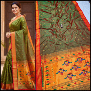 Green Paithani Silk Saree with Zari Rich Pallu