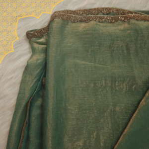 Green Pure Chiffon Saree with Embroidery Work
