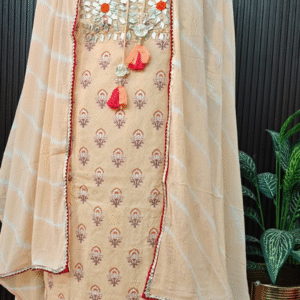 Pure Mul Cotton Suit Set with Gota Patti Work & Chiffon Dupatta