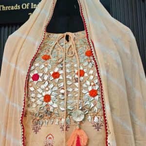 Pure Mul Cotton Suit Set with Gota Patti Work & Chiffon Dupatta