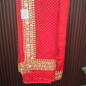 Bright Red Mothda Saree with Full Gota Patti Work