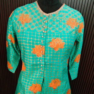 Teal Cotton Co-Ord Set with Floral Print (2 Piece)