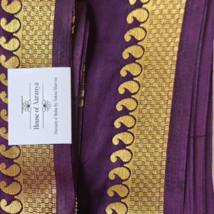 Wine Purple Silk Saree with Rich Golden Zari Border