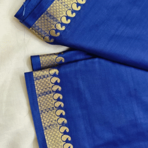 Royal Blue Mysore Crepe Silk Saree with Zari Border